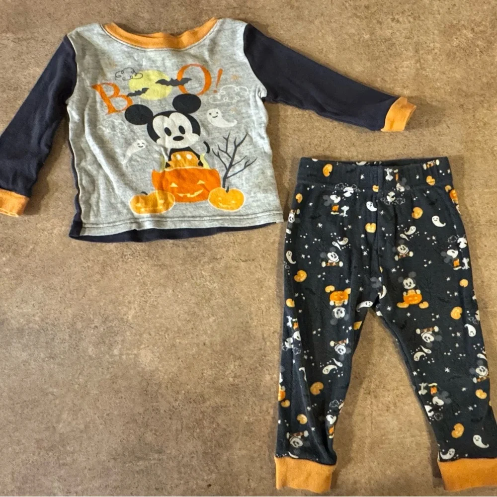 Disney - Mickey Mouse 2 Piece Halloween Pajama Set - Gray and Orange, Size24M